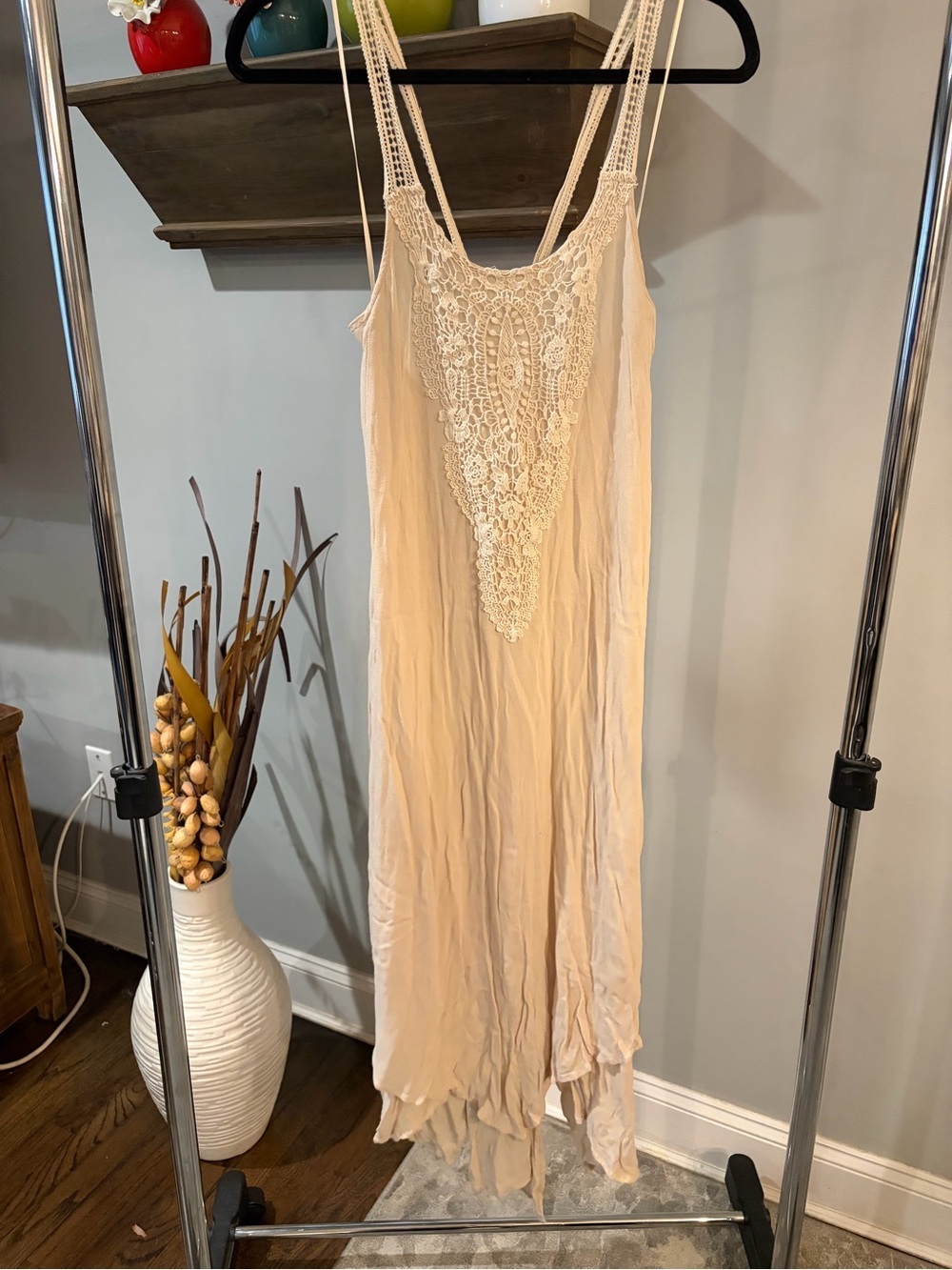 Flying Tomato Cream Crochet-Trim maxi Dress women’s size small